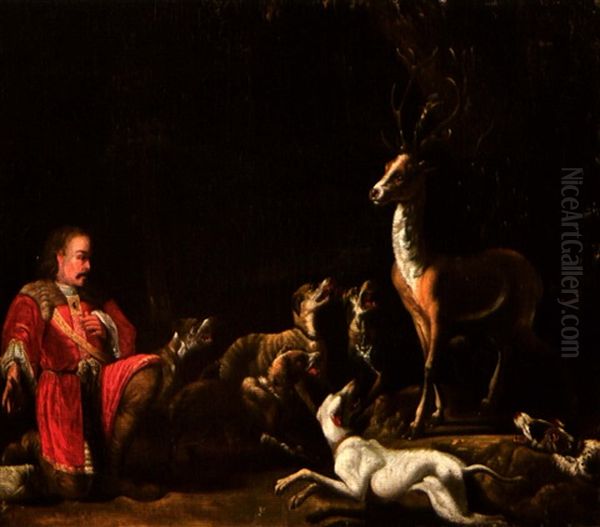 Saint Hubert Devant Le Cerf Oil Painting by Abraham Danielsz Hondius