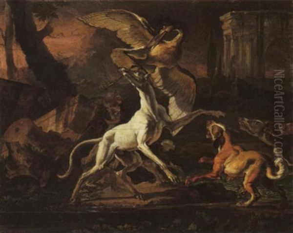 Caccia All'airone Oil Painting by Abraham Danielsz Hondius