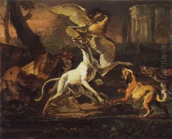 Caccia All'airone Oil Painting by Abraham Danielsz Hondius