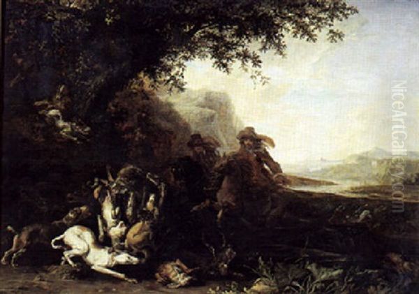 Bjornejagt Oil Painting by Abraham Danielsz Hondius