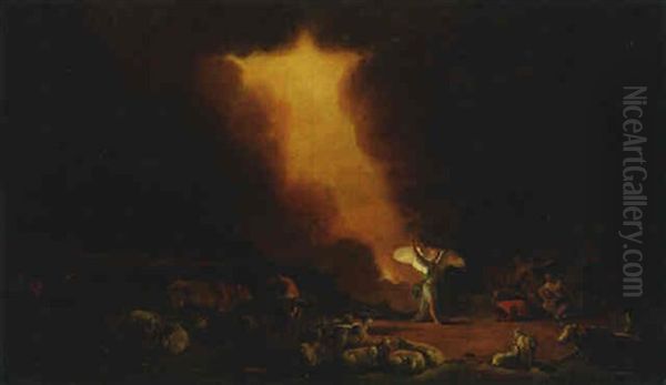 The Angel Appearing To The Shepherds Oil Painting by Abraham Danielsz Hondius