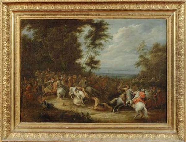 Choc De Cavalerie Oil Painting by Lambert de Hondt the Younger