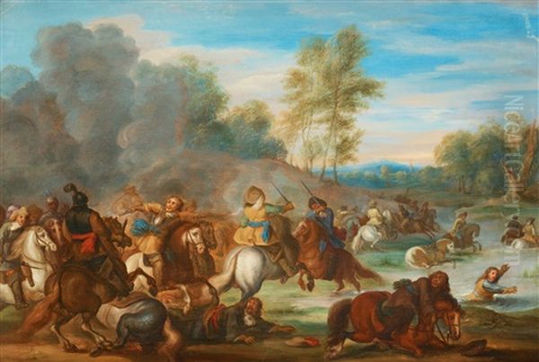 Kavalleribatalj Oil Painting by Lambert de Hondt