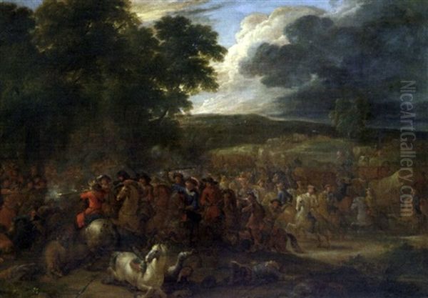 Choc De Cavalerie Oil Painting by Lambert de Hondt