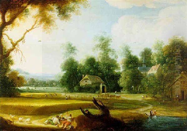 Rastende Bauern Auf Dem Felde Oil Painting by Lambert de Hondt