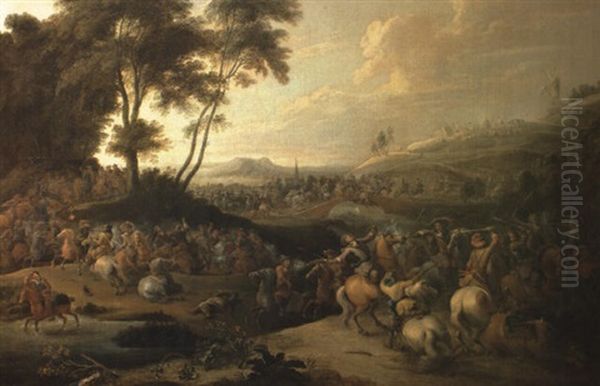 Engagement De Cavalerie Oil Painting by Lambert de Hondt