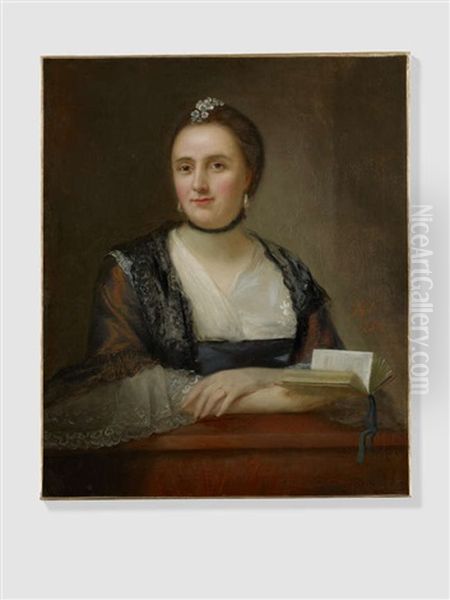 Portrait Of A Lady Holding A Book Oil Painting by Nathaniel Hone the Elder