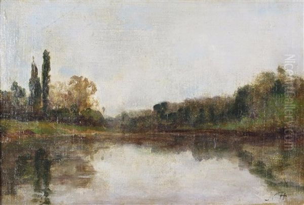 River Landscape Oil Painting by Nathaniel Hone the Elder