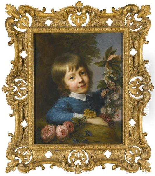 Portrait Of Master Muspratt Williams Composing A Garland Oil Painting by Nathaniel Hone the Elder