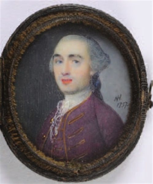 Portrait Of A Gentleman, With Powered Hair Oil Painting by Nathaniel Hone the Elder