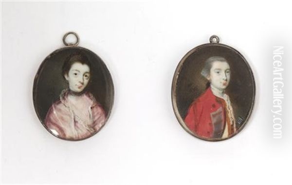 Portrait Miniatures (pair) Oil Painting by Nathaniel Hone the Elder