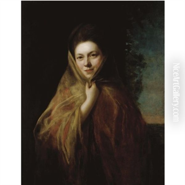 Portrait Of A Woman Wearing A Shawl Oil Painting by Nathaniel Hone the Elder