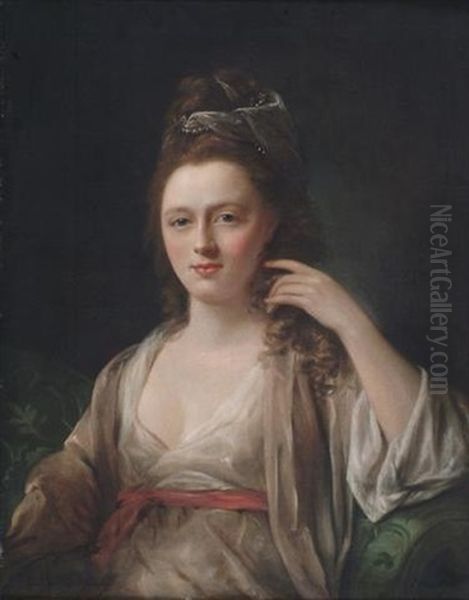 Portrait Of A Lady In A Decollete Dress Oil Painting by Nathaniel Hone the Elder