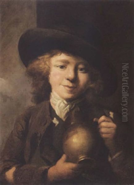 A Boy With A Pitcher Oil Painting by Nathaniel Hone the Elder