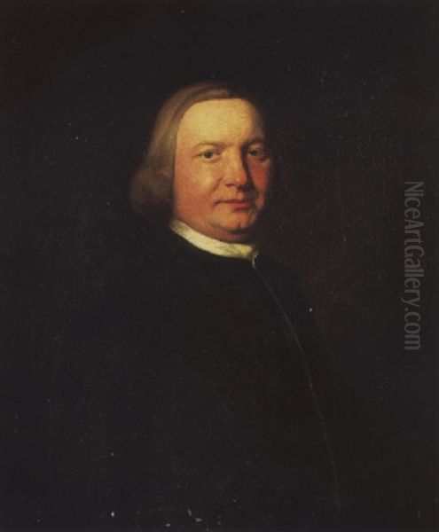 Portrait Of A Gentleman (richard Collins?), Wearing A Blue Coat And White Stock Oil Painting by Nathaniel Hone the Elder