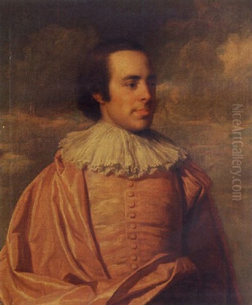 Portrait Of A Gentleman Wearing Van Dyck Costume Oil Painting by Nathaniel Hone the Elder