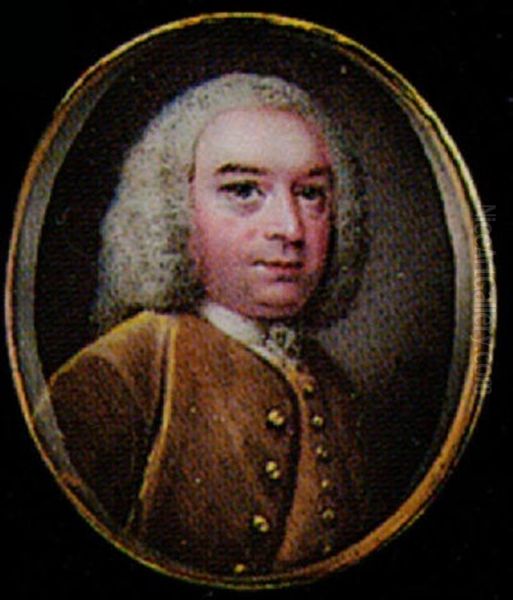 A Gentleman Wearing A Full-bottomed Wig And Olive Coloured Coat Oil Painting by Nathaniel Hone the Elder