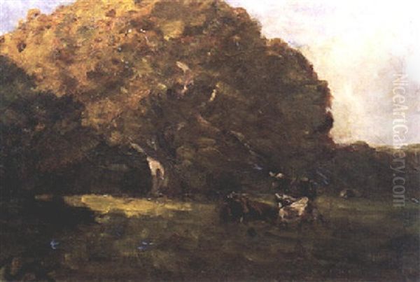 Cattle Grazing Under Trees, Malahide Oil Painting by Nathaniel Hone the Elder