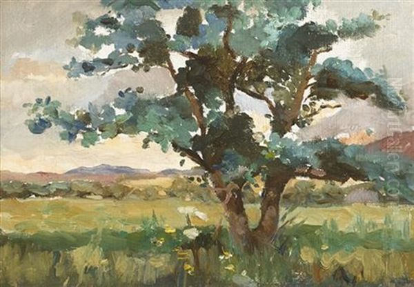 Tree In A Landscape Oil Painting by Nathaniel Hone the Younger