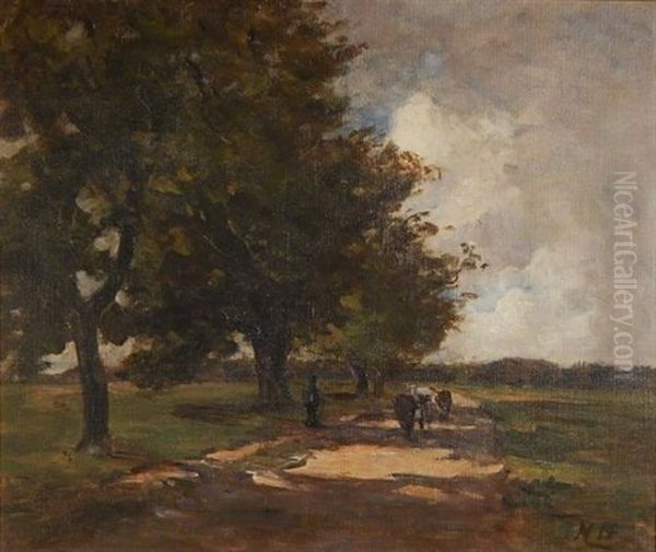 Figures On Road Oil Painting by Nathaniel Hone the Younger