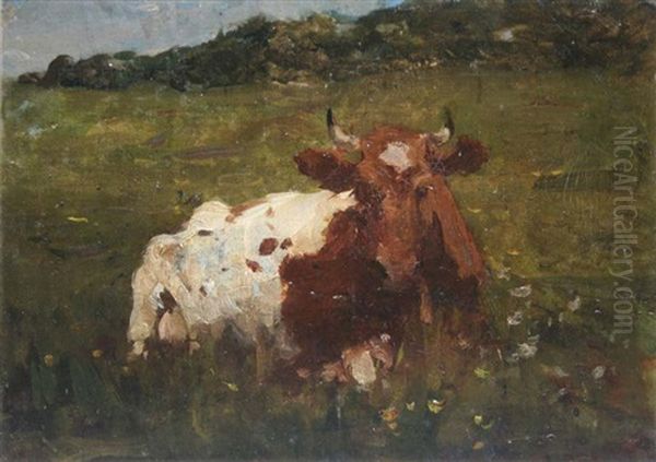 A Contented Cow Oil Painting by Nathaniel Hone the Younger