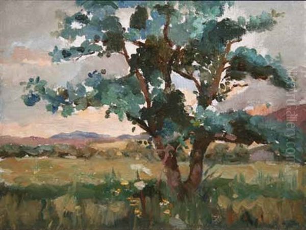 Tree In A Landscape Oil Painting by Nathaniel Hone the Younger