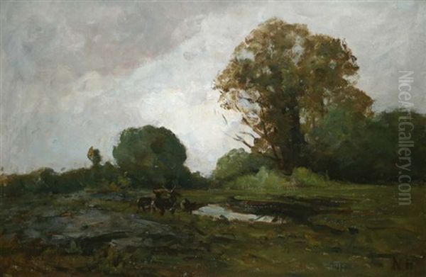 Deer Watering Oil Painting by Nathaniel Hone the Younger