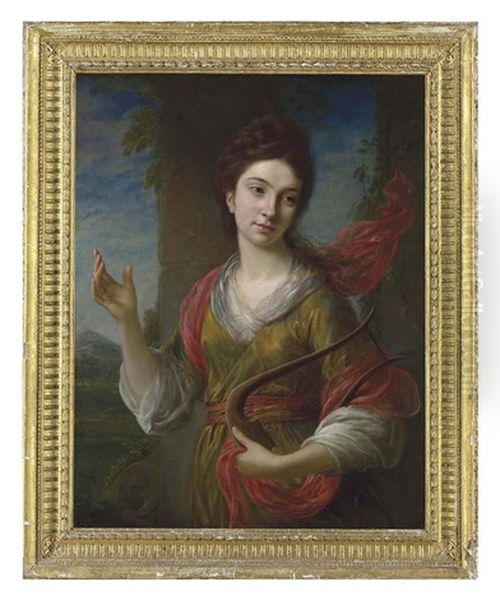 Portrait Of A Lady As Terpsichore In A Landscape Oil Painting by Nathaniel Hone the Younger