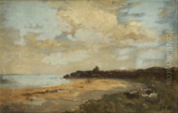 Cattle On Foreshore With Ruins In The Distance, Malahide Oil Painting by Nathaniel Hone the Younger