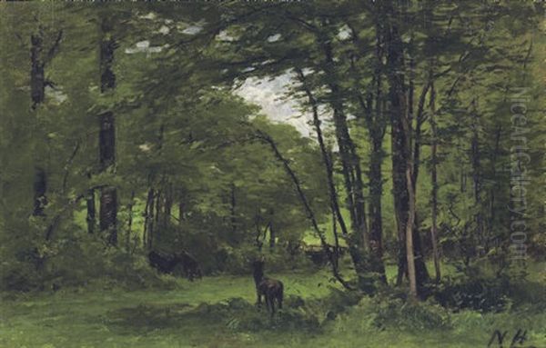 The Boundary Fence, Forest Of Fontainbleau Oil Painting by Nathaniel Hone the Younger