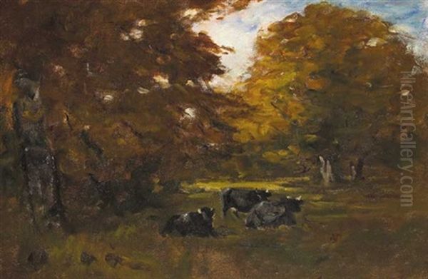 Cows In Tree Shadows Oil Painting by Nathaniel Hone the Younger