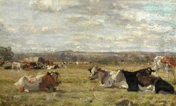 Cattle Grazing, Malahide Oil Painting by Nathaniel Hone the Younger