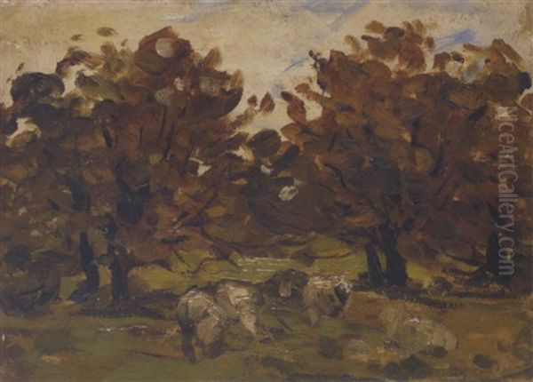 Sheep Under Trees Oil Painting by Nathaniel Hone the Younger