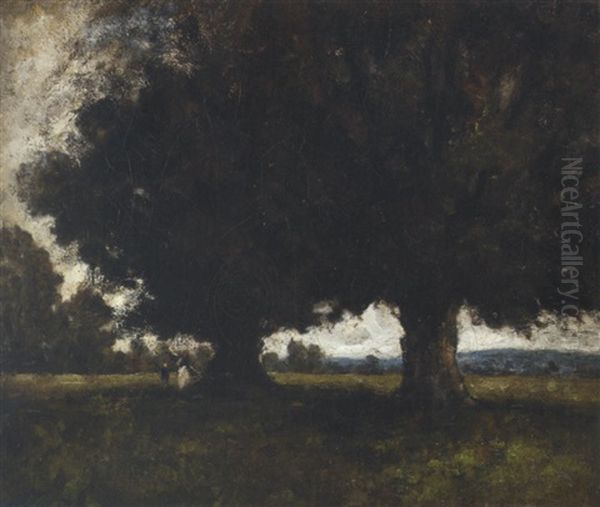 Figures Under A Tree Oil Painting by Nathaniel Hone the Younger