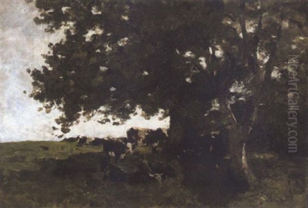 Cows Sheltering Under A Tree Oil Painting by Nathaniel Hone the Younger