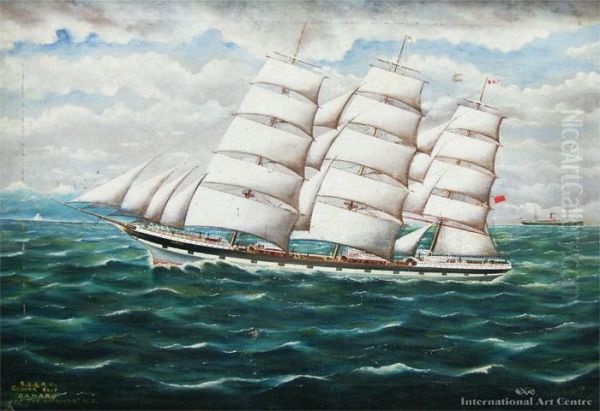 Ss & A Co. Clipper Ship Oamaru Off The Kaikoura Oil Painting by Frank Barnes