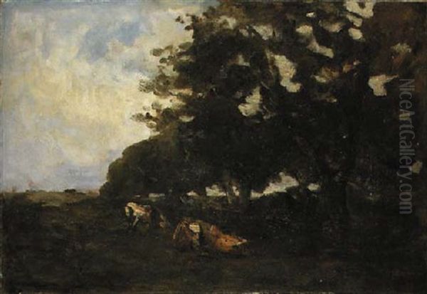 Cattle In A Landscape Oil Painting by Nathaniel Hone the Younger