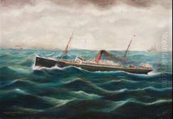 Uss Co Ss Mararoa Off The Kaikouras Nz Oil Painting by Frank Barnes