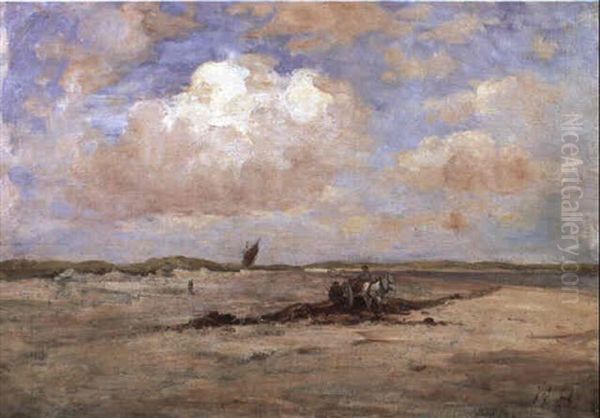 Gathering Seaweed On The Strand, Malahide Oil Painting by Nathaniel Hone the Younger