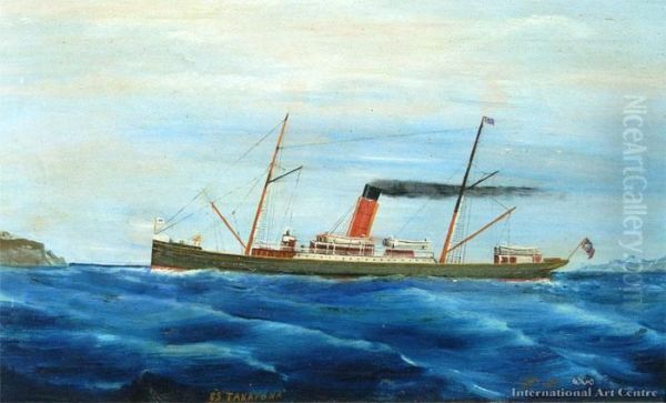 Ss Takapuna Oil Painting by Frank Barnes