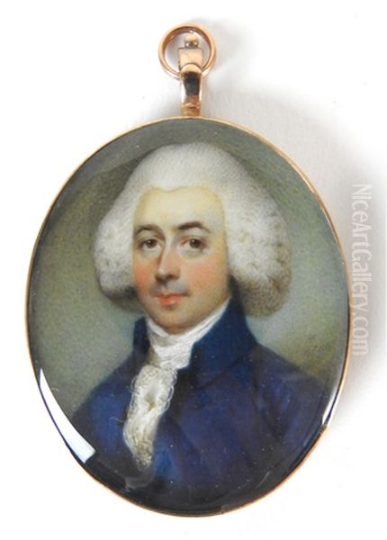 A Portrait Miniature Of A Gentleman Oil Painting by Horace Hone