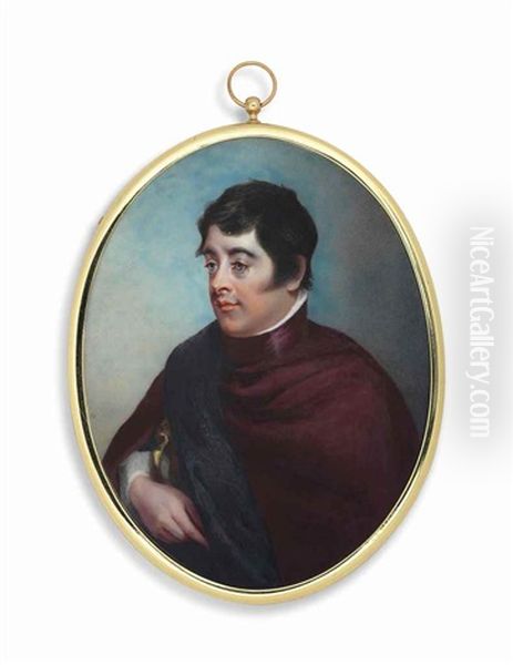 Lord Edward Fitzgerald (1763-1798), In Red Cloak With Dark Blue Draped Sash; Sky Background Oil Painting by Horace Hone