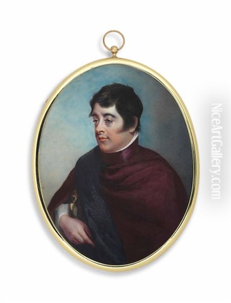 Lord Edward Fitzgerald (1763-1798), In Red Cloak With Dark Blue Draped Sash; Sky Background Oil Painting by Horace Hone