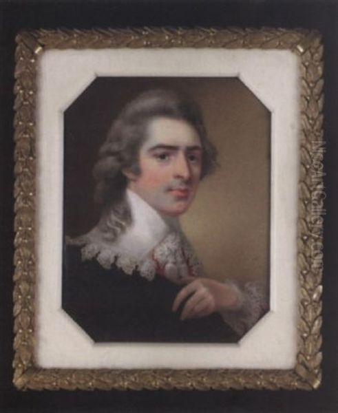 John Philip Kemble Wearing Red Doublet With Wide White Collar Trimmed With Lace And Tassels, White Lace Cuff And Black Cloak, His Hair Powdered And Curling Over His Collar Oil Painting by Horace Hone