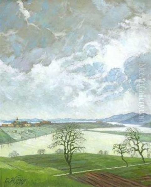 Vorgebirgslandschaft Oil Painting by Erich Honig