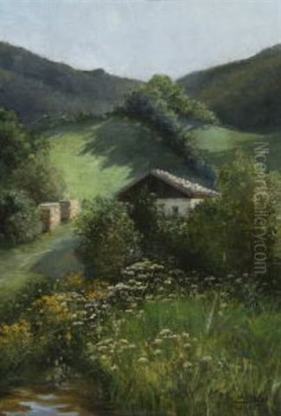 Sommerlandschaft Im Voralpenland Oil Painting by Rela Hoenigsmann