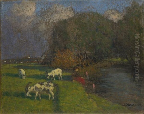 In The Pasture Oil Painting by Jan Honsa