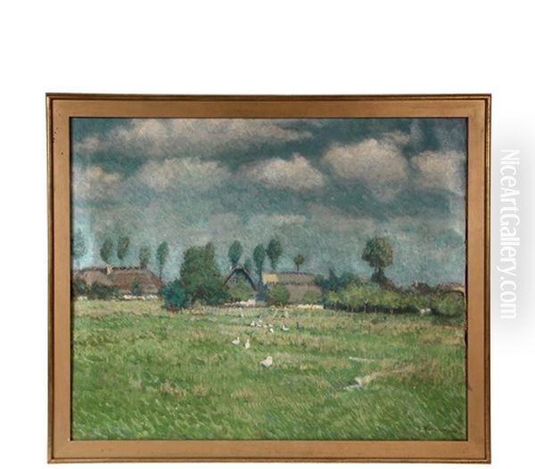 Policka Farm In Spring Oil Painting by Jan Honsa