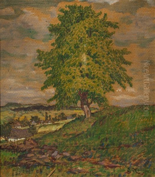 Landschaft Mit Baum Oil Painting by Jan Honsa