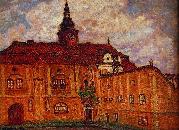 Old Houses In Pelhrimov I Oil Painting by Jan Honsa